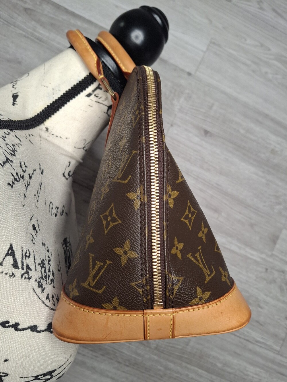 Vintage Louis Vuitton Alma Monogram Satchel with Vachetta Trim and Gold Hardware - Picture 6 of 16